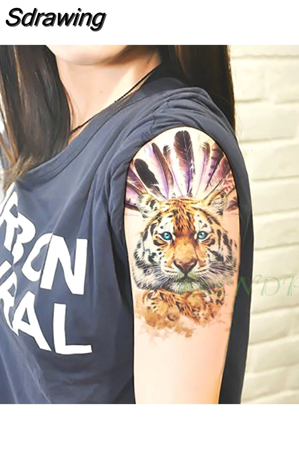 Sdrawing Temporary Tattoo Sticker crow tiger Ganesha wolf forest tatto stickers flash tatoo fake tattoos for women men 7