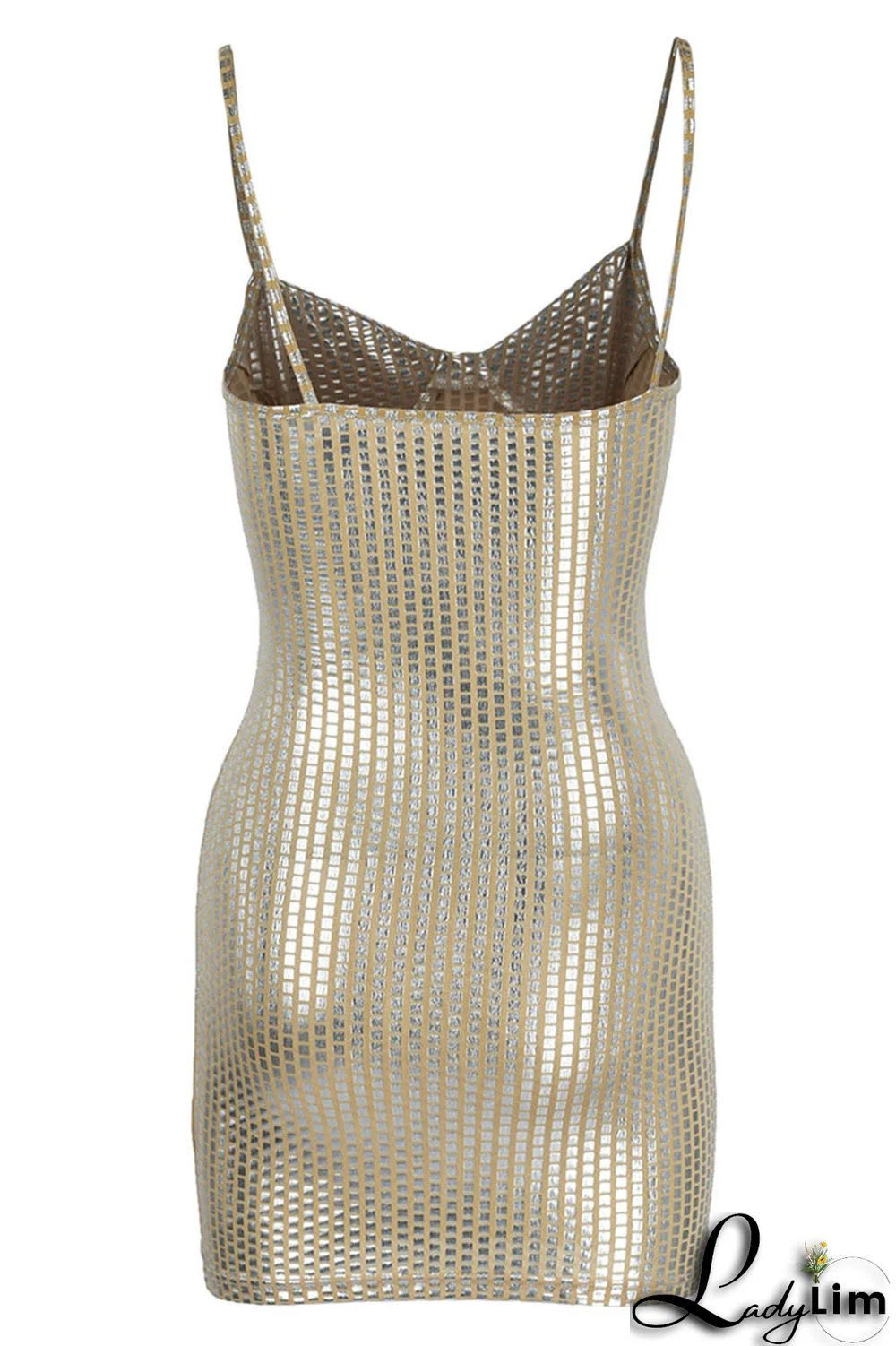 Khaki Sexy Backless Spaghetti Strap Sleeveless Club Dress For Vegas