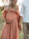 Maternity Ruffle Off Shoulder Boho Maxi Dress