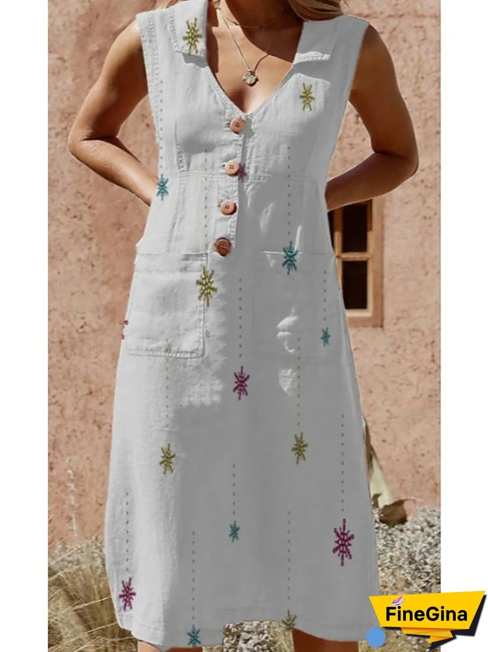 Women's A-Line Dress Knee Length Dress - Sleeveless Floral Summer Boho Dress