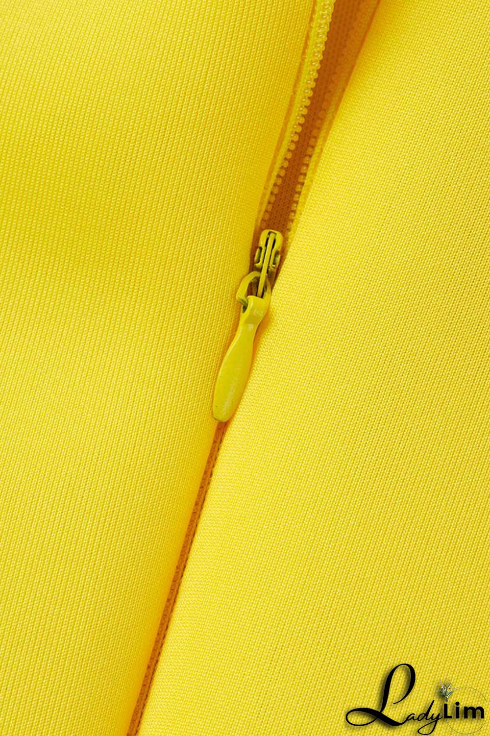 Yellow Fashion Formal Solid Patchwork Half A Turtleneck Evening Dress