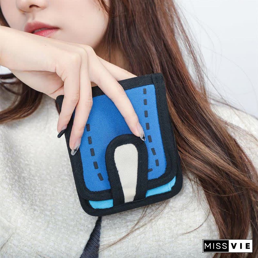 3D Cartoon Colorblock Canvas Purse