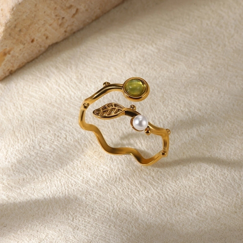 Casual Elegant Minimalist Geometric Heart Shape 304 Stainless Steel Artificial Pearls Plating Open Rings