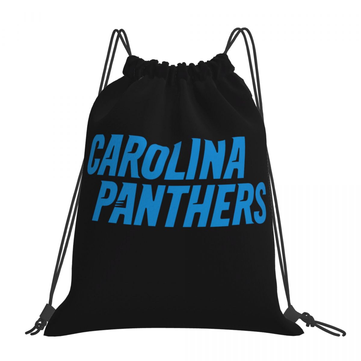 Carolina Panthers Wordmark Waterproof Adjustable Lightweight Gym Drawstring Bag