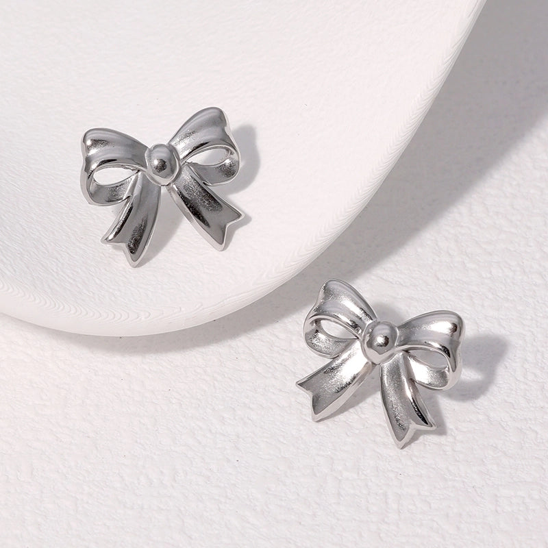 1 Pair IG Style Cute Minimalist Bow Knot 304 Stainless Steel 18K Gold Plated Ear Studs