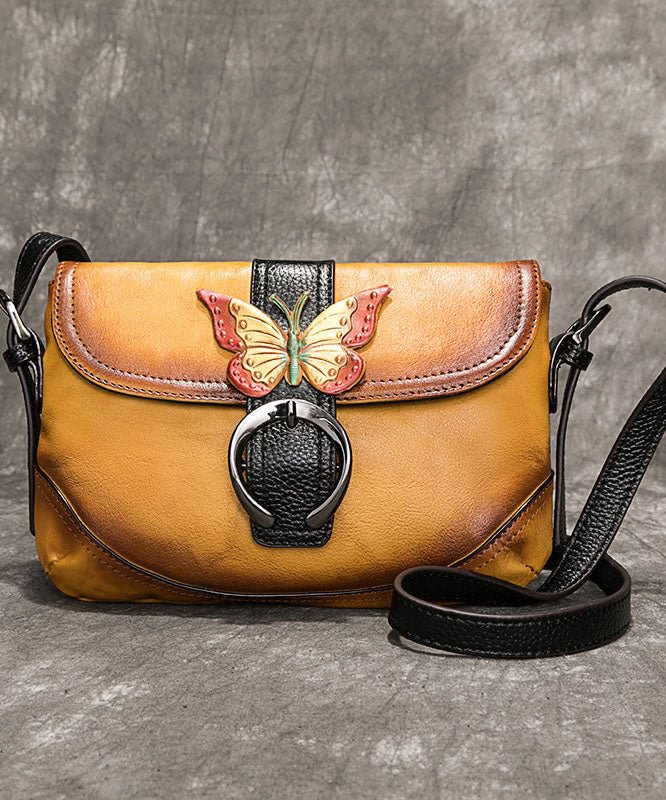 Boutique Yellow Rub color Paitings Calf Leather Satchel Handbag CK695- Fabulory