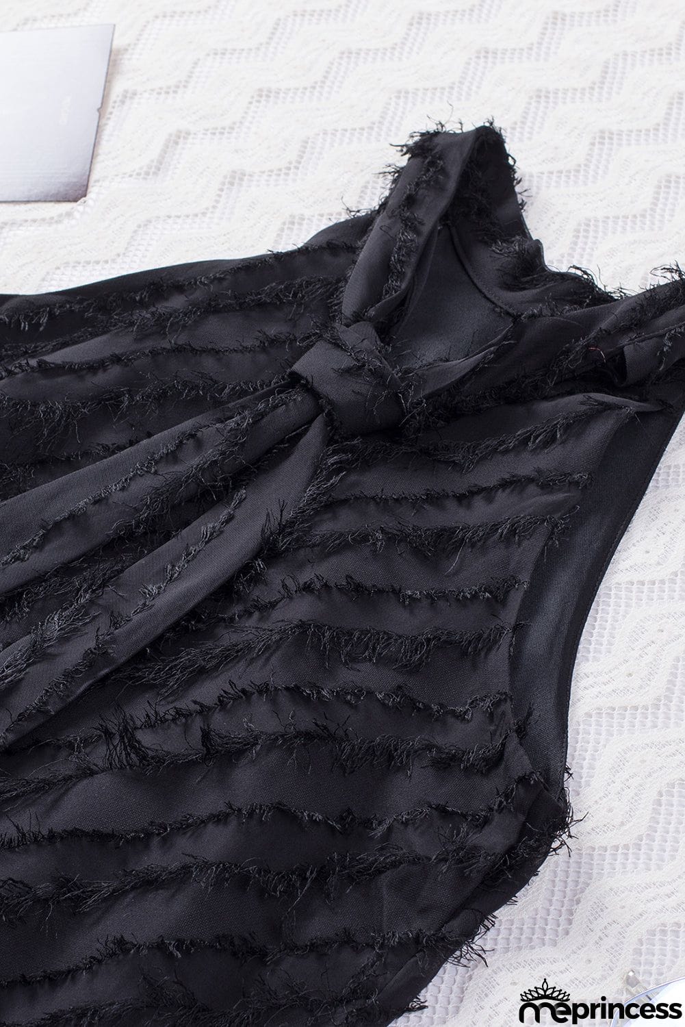 Textured Halter Lace-up Sleeveless Mini Dress