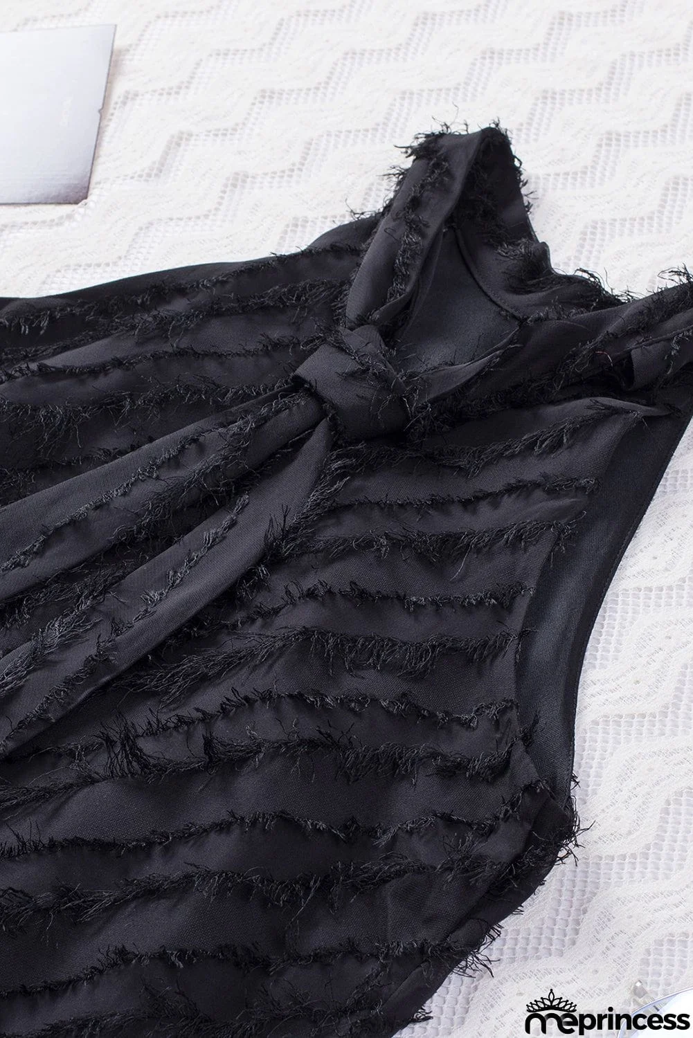 Textured Halter Lace-up Sleeveless Mini Dress