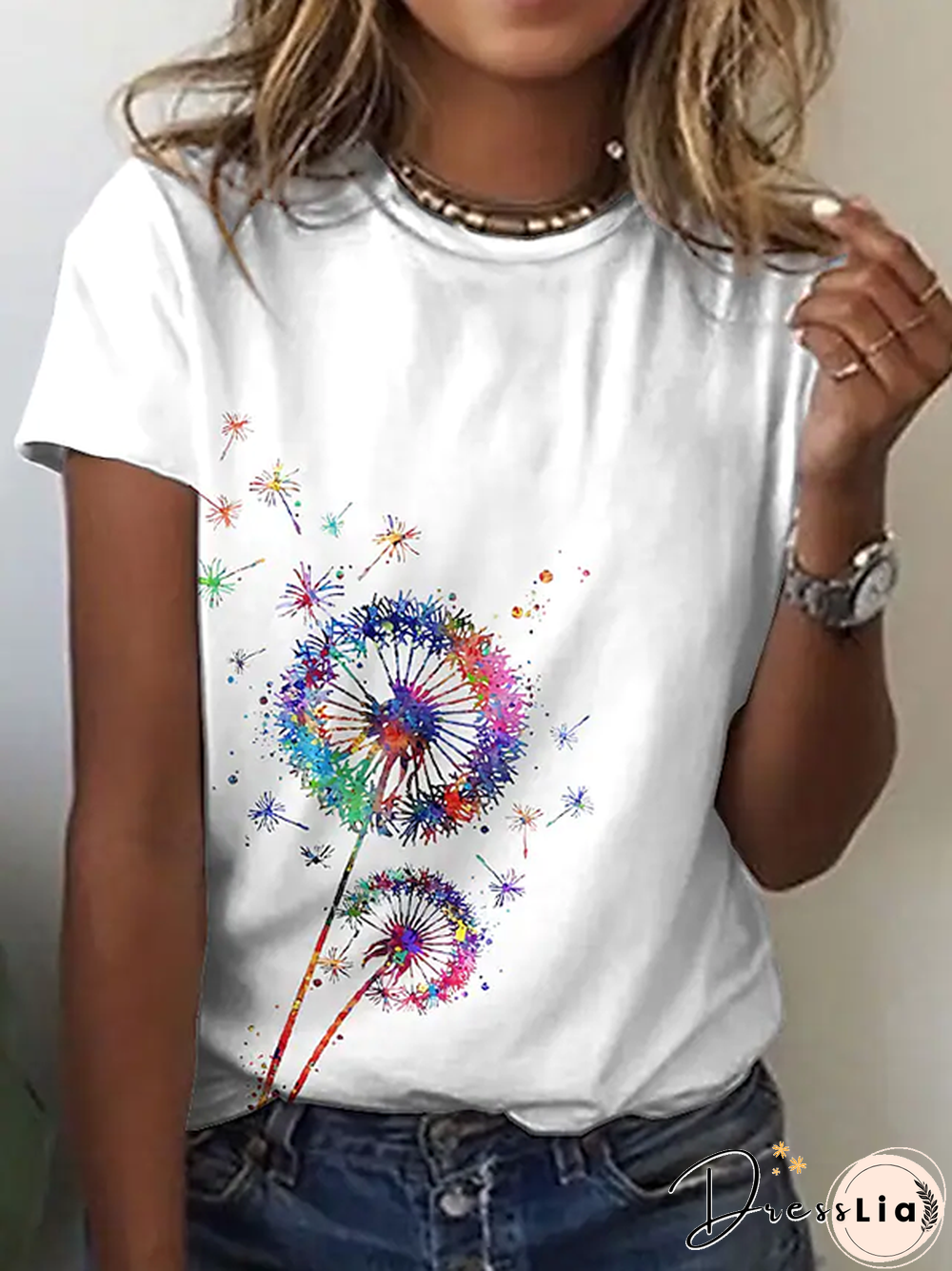 Dandelion Crew Neck Short Sleeve Casual T-Shirt