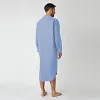 Men's Cotton Long-Sleeved Ethnic Costumes Solid Color Long Shirt Loose Robe