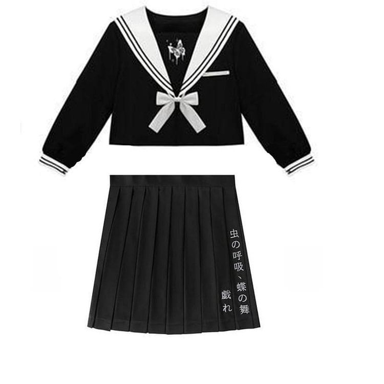 Preppy style Punk Gothic Girls Harajuku Embroidery Pleated Skirts Suit EG214