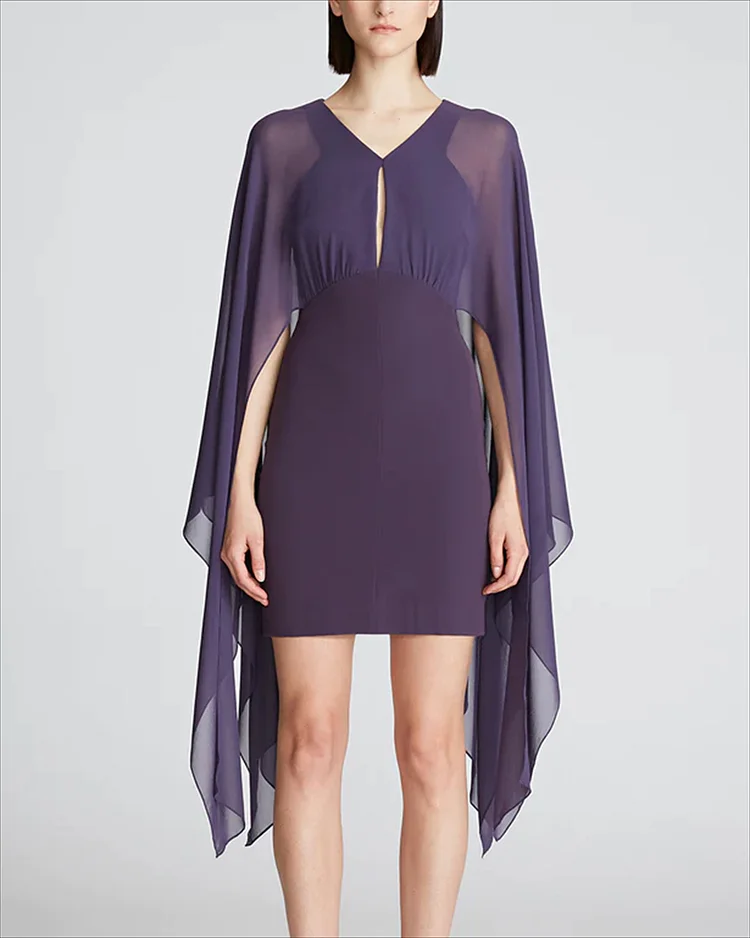 Fashion Mesh Solid Color Dress