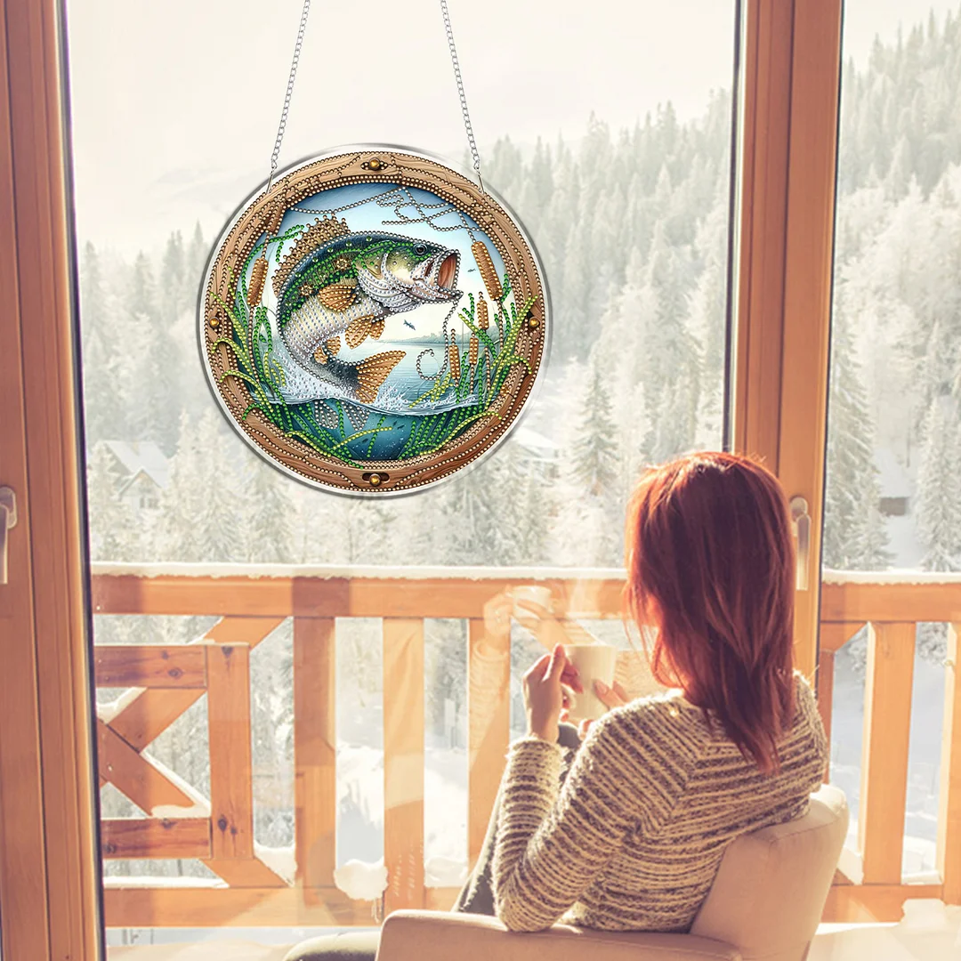 Fish 2D Flat DIY Acrylic Diamond Art Pendant Craft Kit for Home Wall Decoration