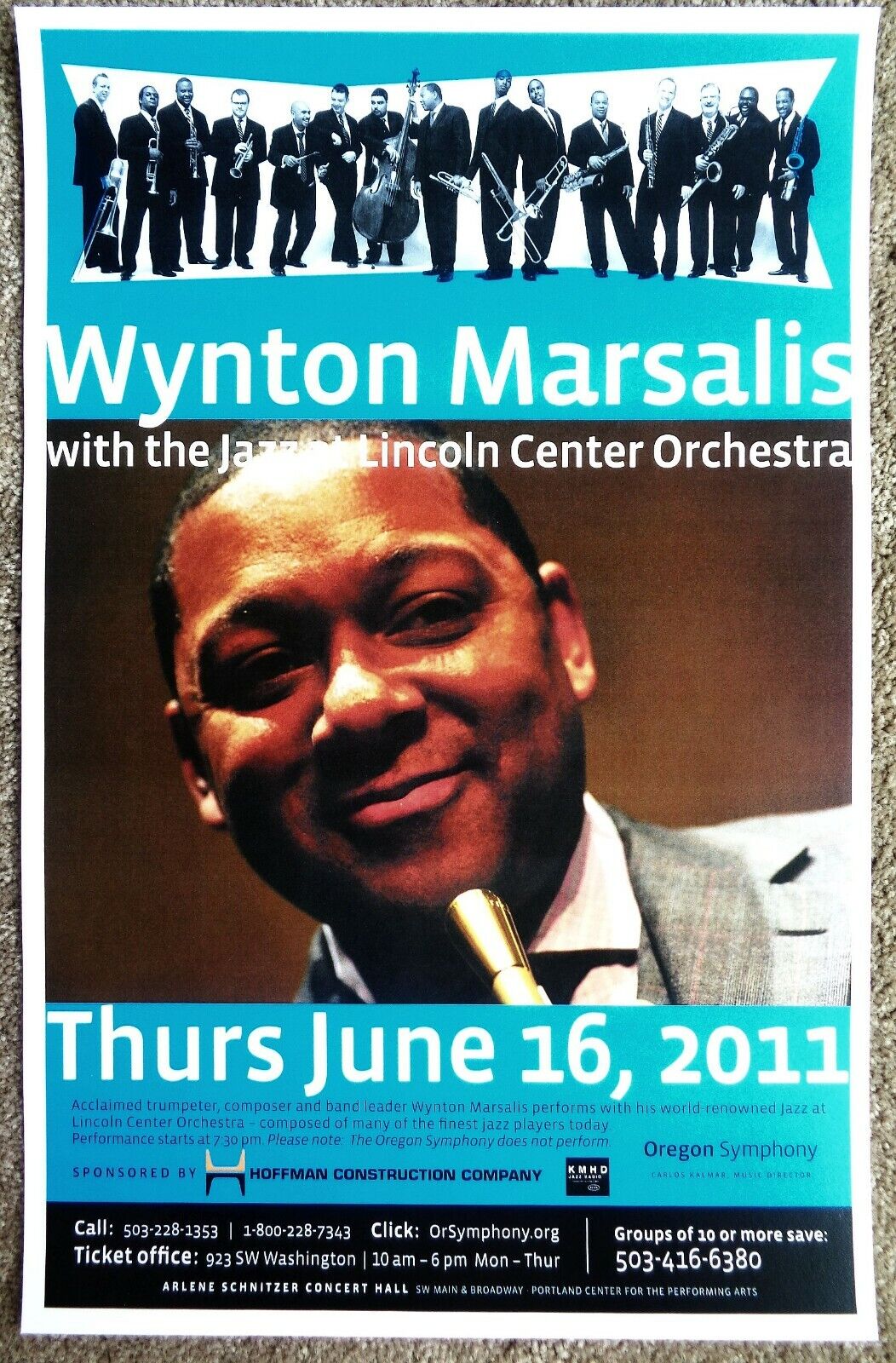 WYNTON MARSALIS 2011 Gig POSTER Portland Oregon Concert