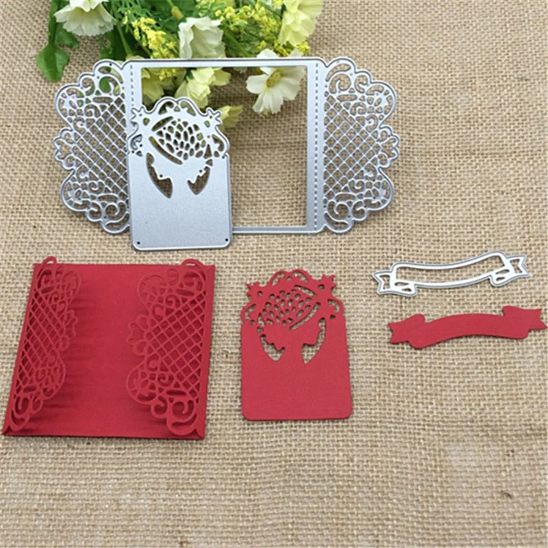 3pc flower vine ribbon hat lady Metal Cutting Dies Stencil Scrapbooking Photo Album Card Paper Embossing Craft DIY