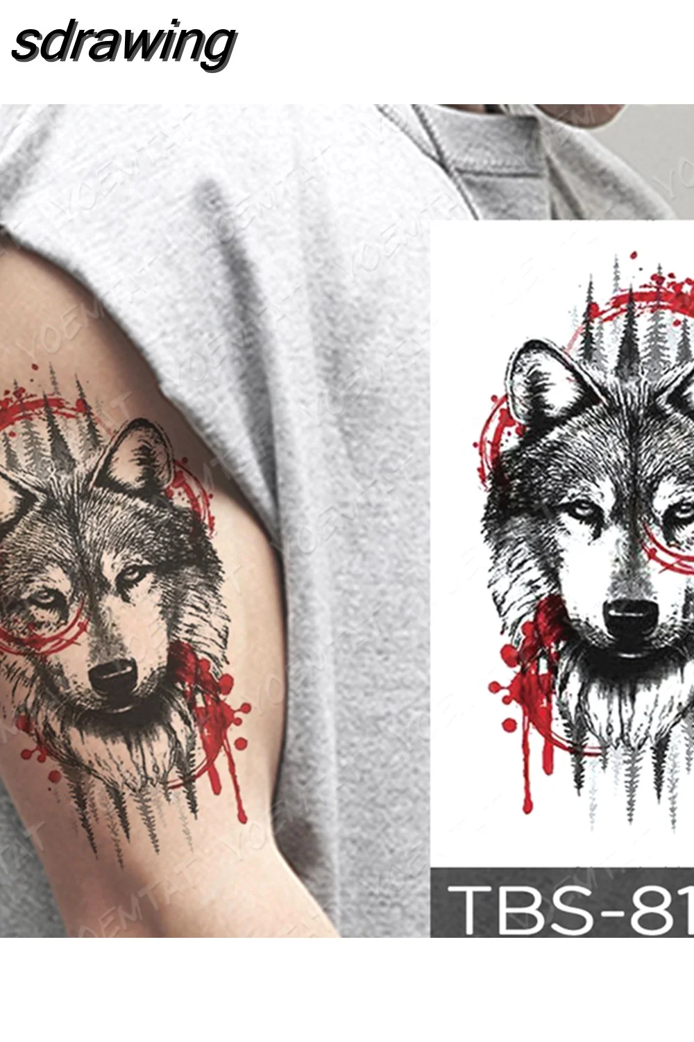 sdrawing Temporary Tattoo Sticker Yin Yang Dragon Feather Wings Flash Tattoos Wolf Totem Body Art Arm Fake Tatoo Men