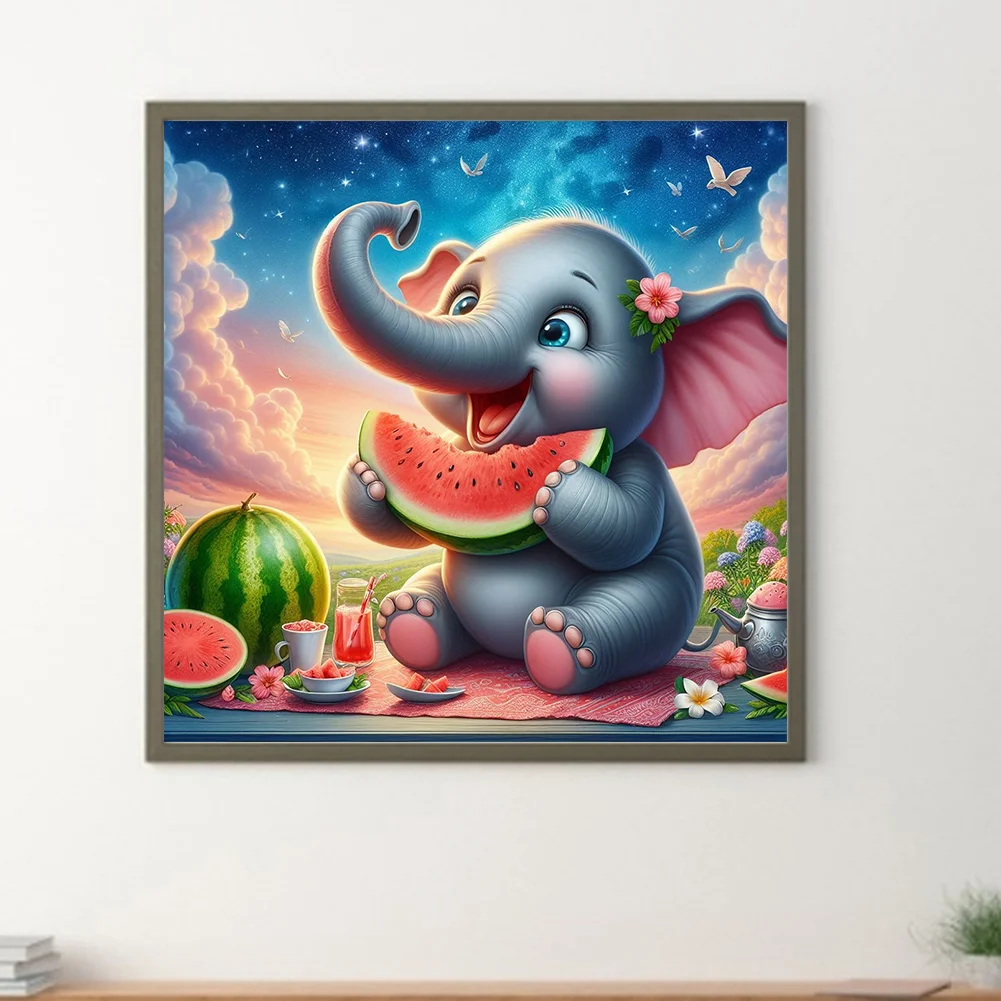 Diamond Painting - Full Square Drill - Cute Elephant(Canvas|35*35cm)