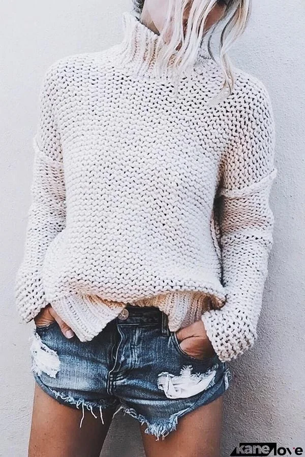 Long Sleeve Casual High Neck Top