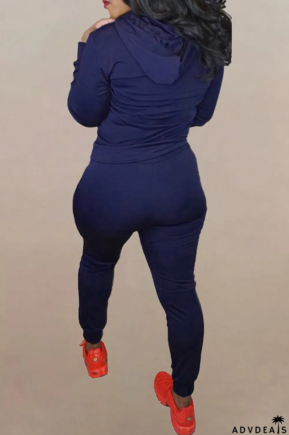 Brown Fashion Solid Ripped Hooded Collar Long Sleeve Two Pieces