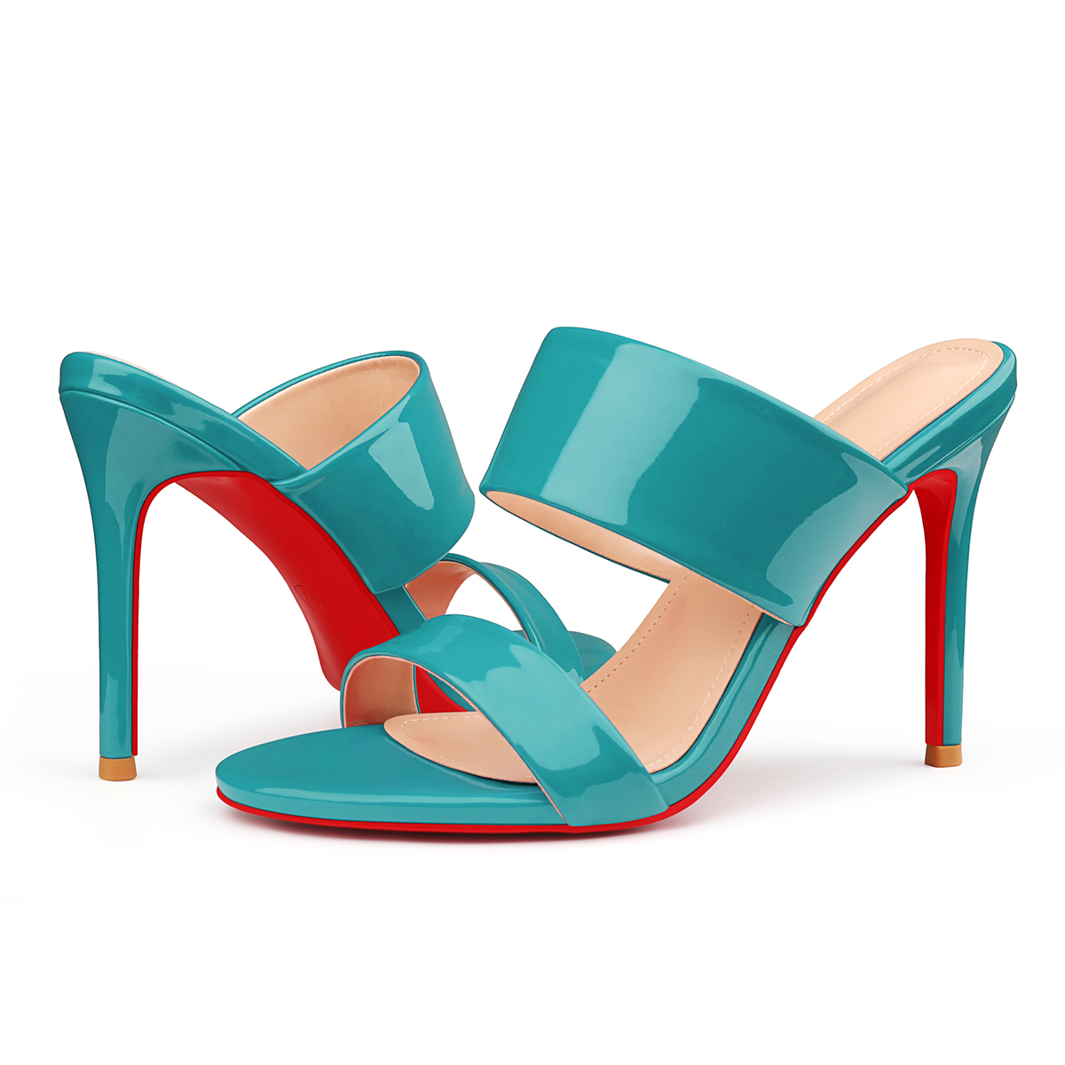 100mm Women's Sandals Red BottomPatent Heels Slip on Stilettos-MERUMOTE