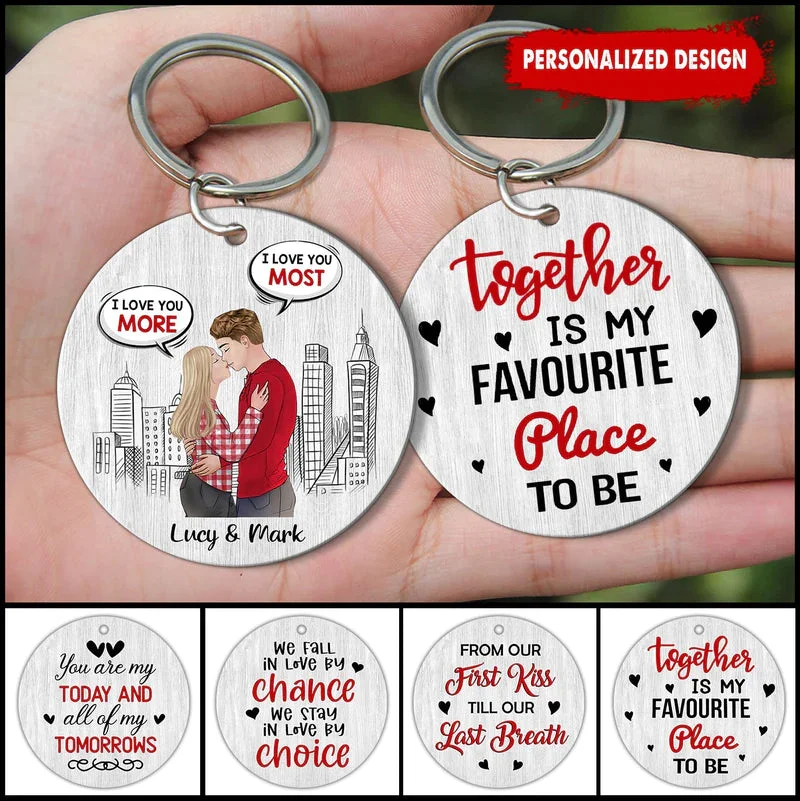 Personalized Wooden Keychain-Valentine Couple Gift
