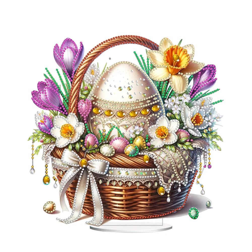 DIY Easter Basket Egg Special Shape Acrylic Desktop Diamond Art Kits for Home Decor