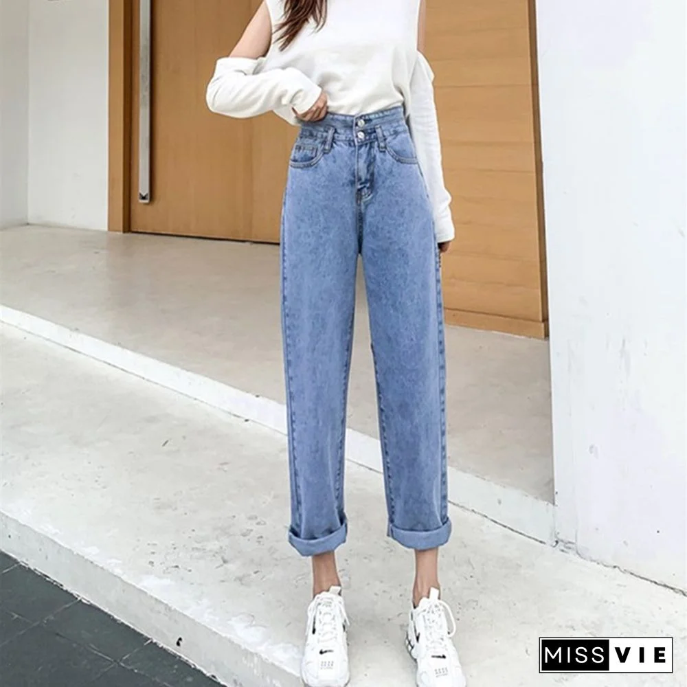 Woman Jeans High Waist Clothes Wide Leg Denim Clothing Blue Streetwear Vintage Quality Fashion Harajuku Straight Pants