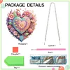 Diamond Painting Acrylic Single-Sided Heart and Flowers Hanging Pendant