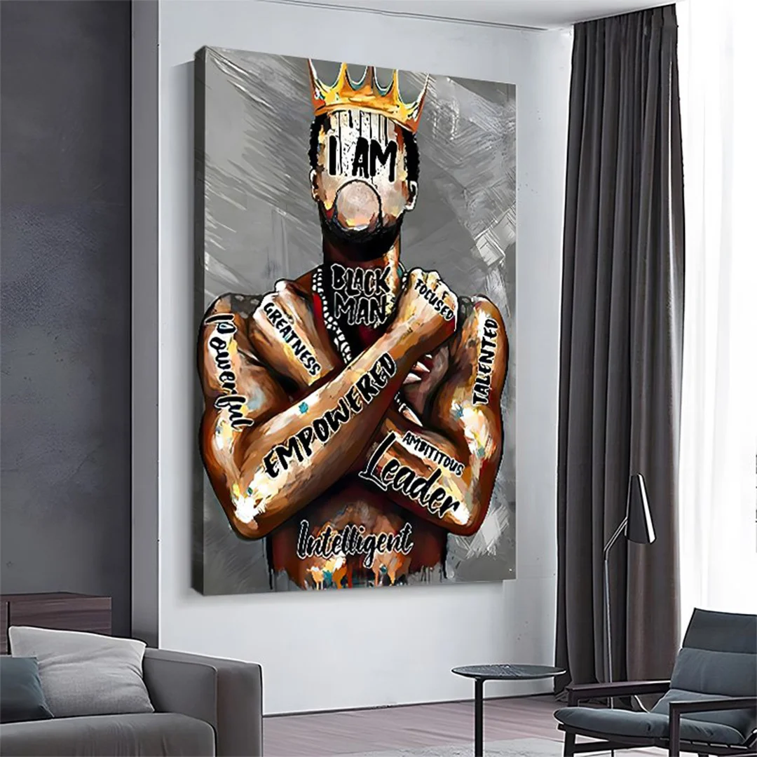 Black King I Am Black Man Canvas Wall Art
