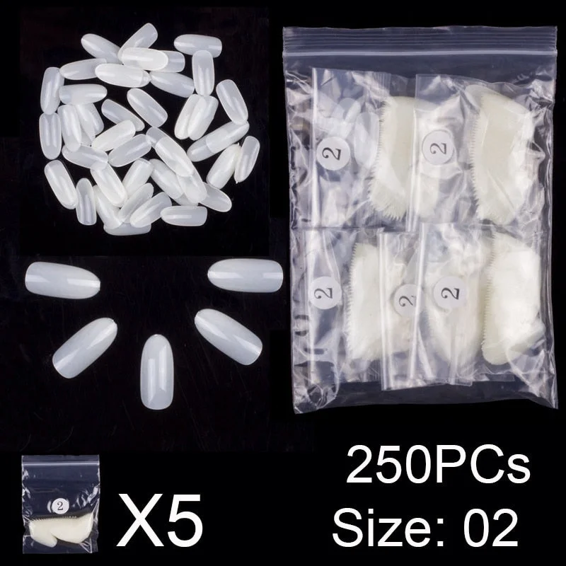250 PCS Same Size Fake Nails Oval Shape False Nail Tips For Drawing Nail Design Acrylic Full Nails Art Size 0 1 2 3 4 Available-Nail Inspo