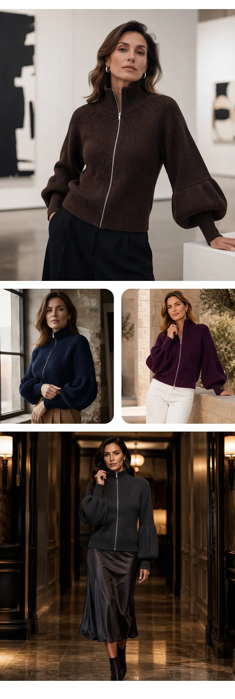 Women's knit jacket color options