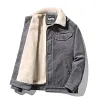Men's Loose Fit Blend Corduroy Jacket Warm Sherpa Lined Button Up Winter Trucker Coat by Inlyline