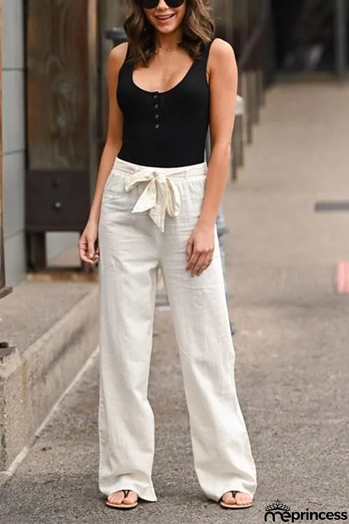 Bow Tie Straight Leg Pants