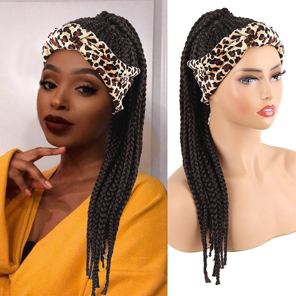 Hot Sexy Kinky Long Curly Braid Wig with Leopard Headband-elleschic