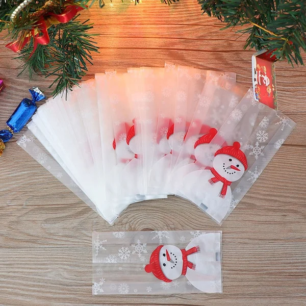 25/50Pcs Merry Christmas Baking Packaging Bags Cartoon Christmas Santa Claus Snowman Snack Candy Bag Cookies Candy Storage Bag