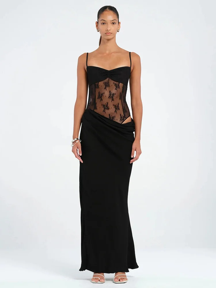 Strap Lace Tights Stitching Pendant Fishtail Dress