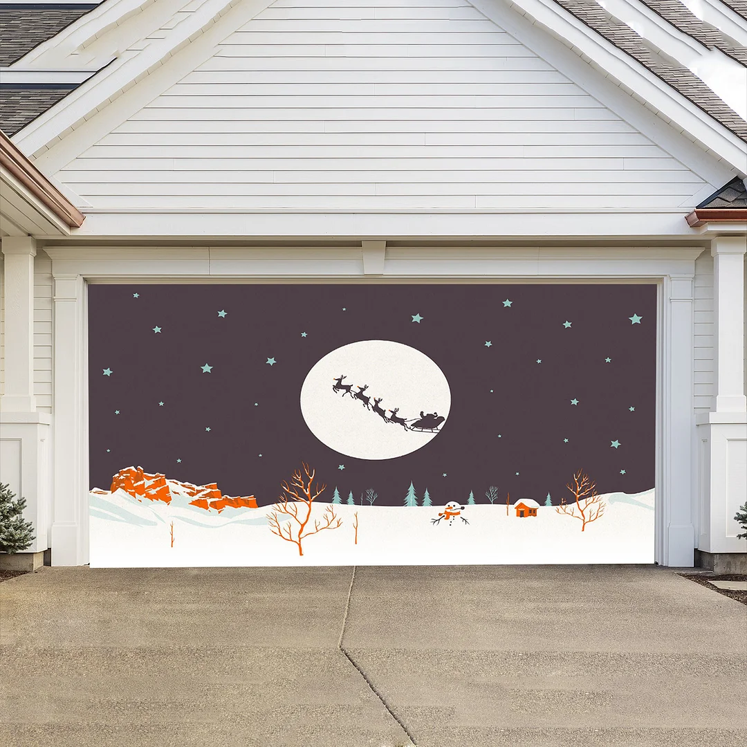Sky Elk-Holiday Garage Door Banner Decor