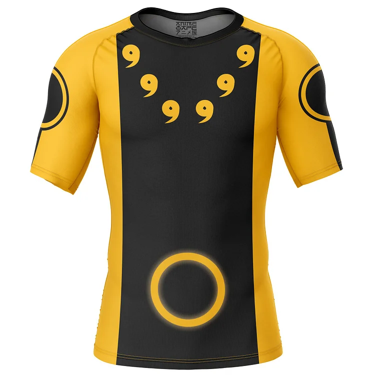 Six Paths Sage Mode Naruto Short Sleeve Rash Guard Compression Shirt