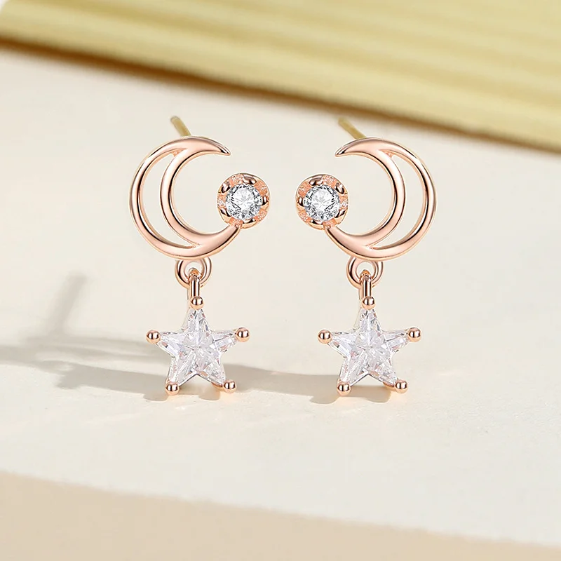 Star & Moon Crystal Earrings