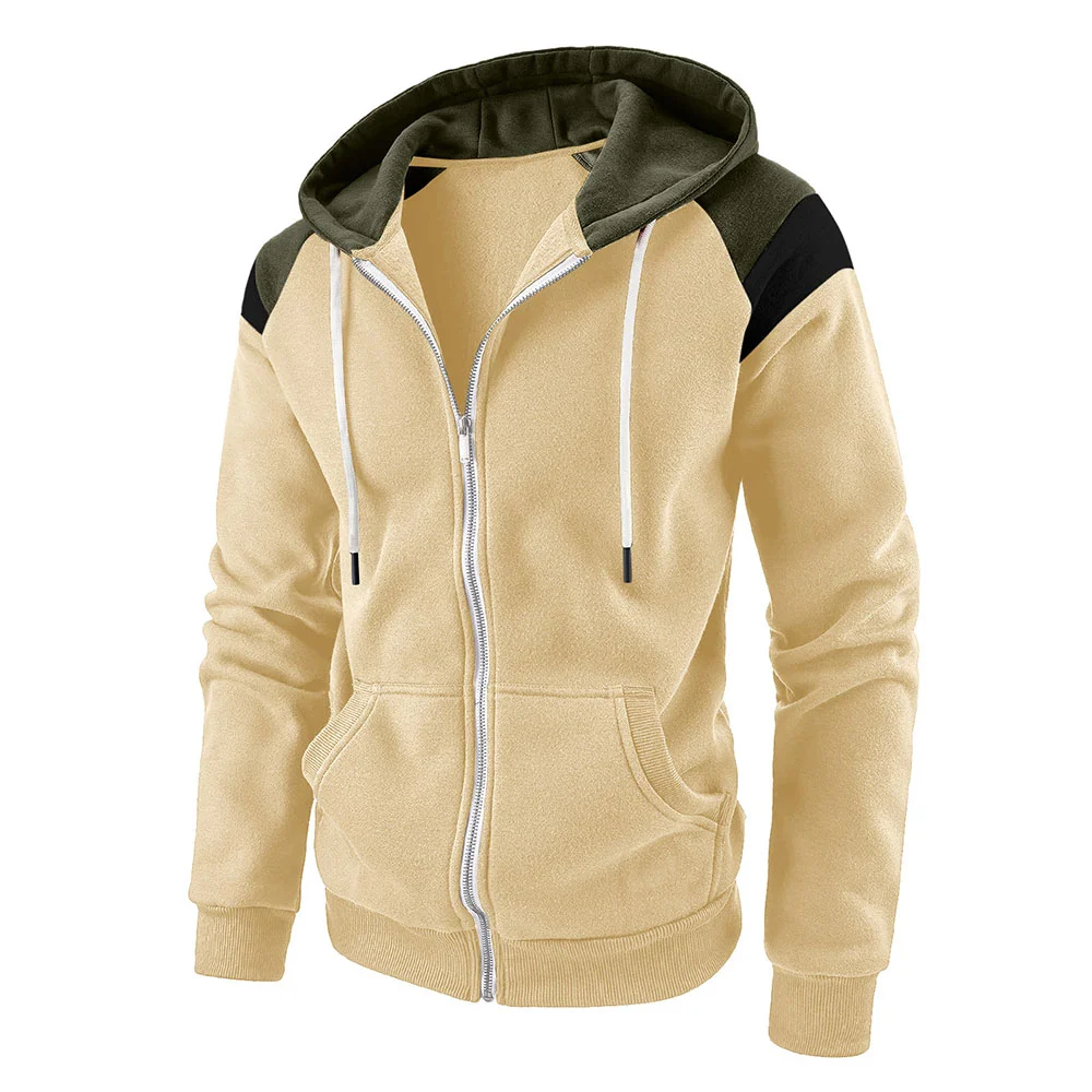 New Men's Contrasting Color Fashion Casual Sports Hoodie Jacket