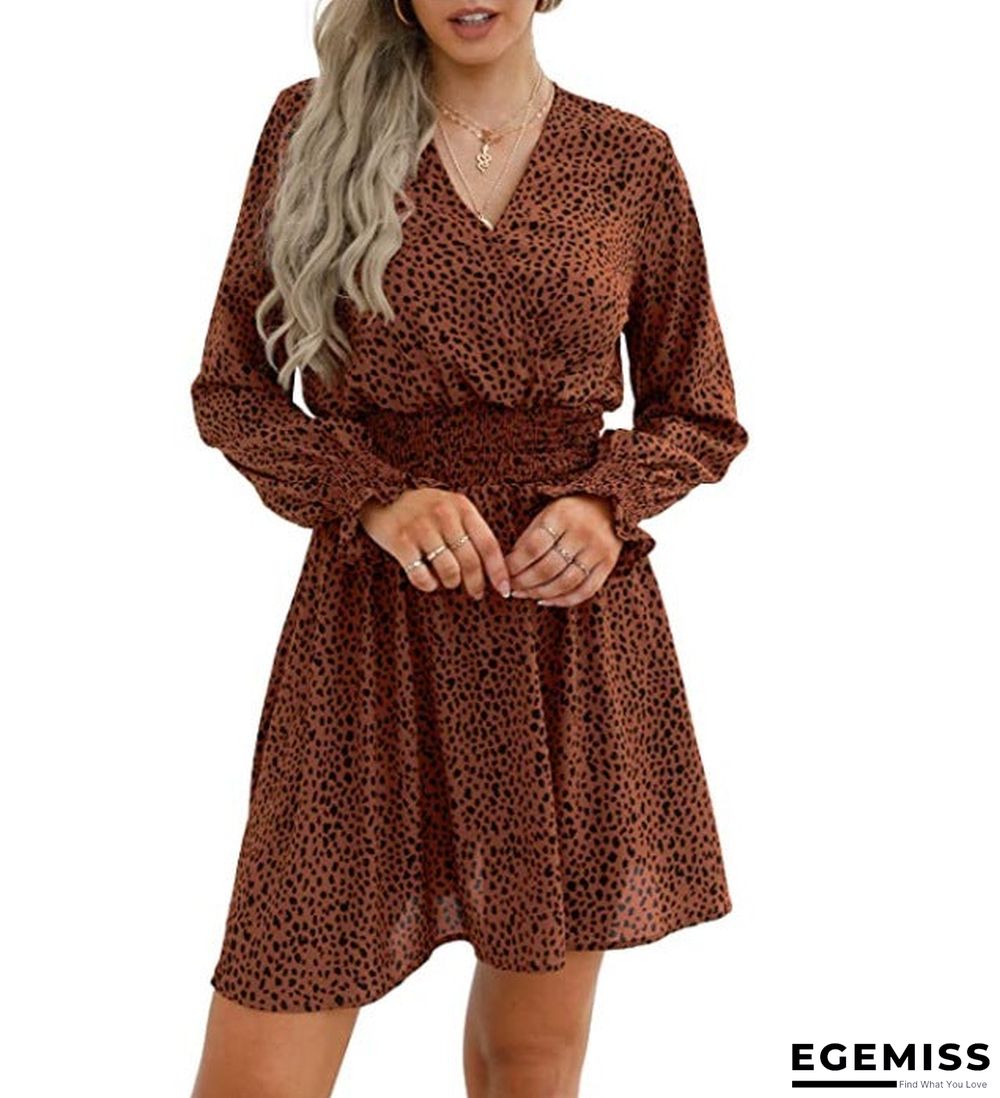 V-neck Printed Casual Women's Dress | EGEMISS