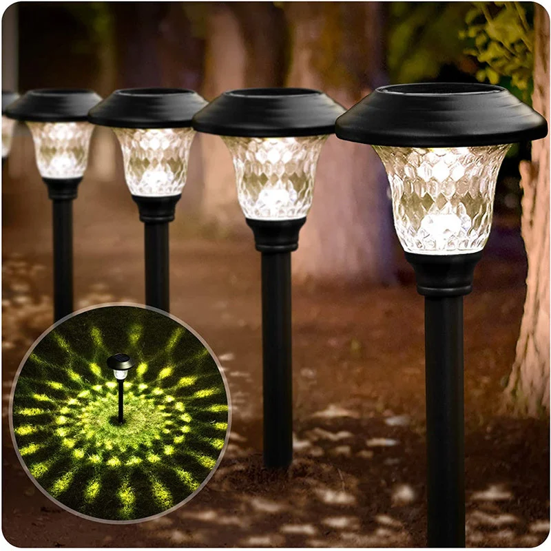 4 Packs Solar Glass Stainless Steel Waterproof Stake Lights For Outdoor Pathway Garden