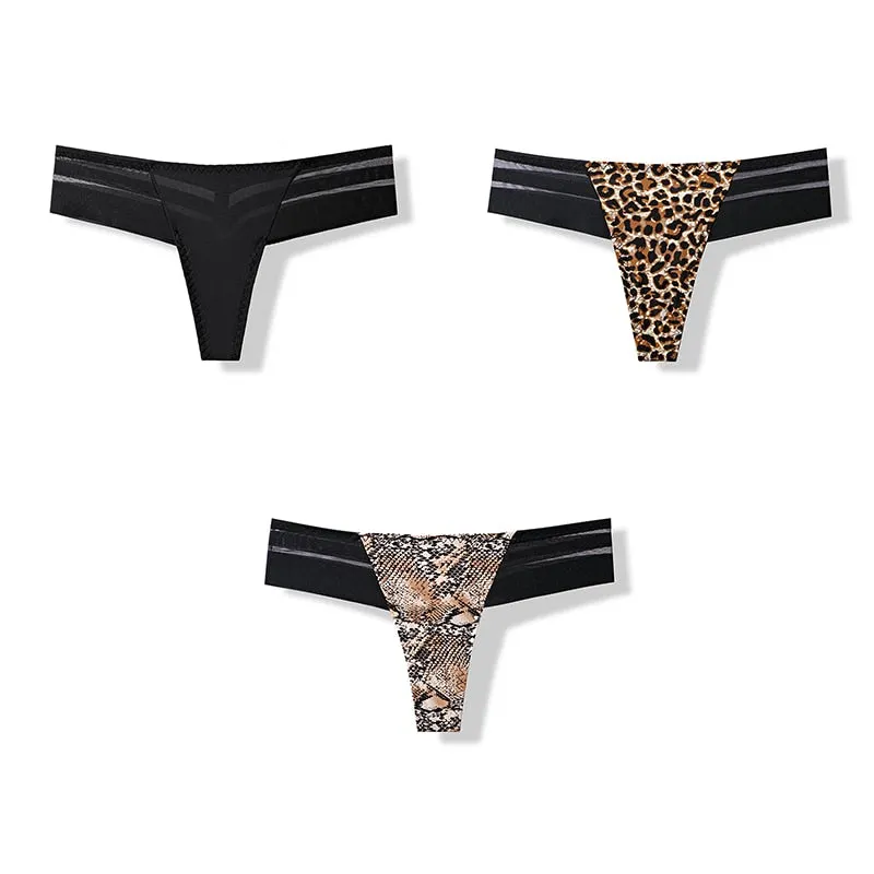 3 pcs Women's Panties Underwear Thongs Sexy Lingerie Seamless Sports Female Tanga For Woman Ice Silk Seamless Panties For Women