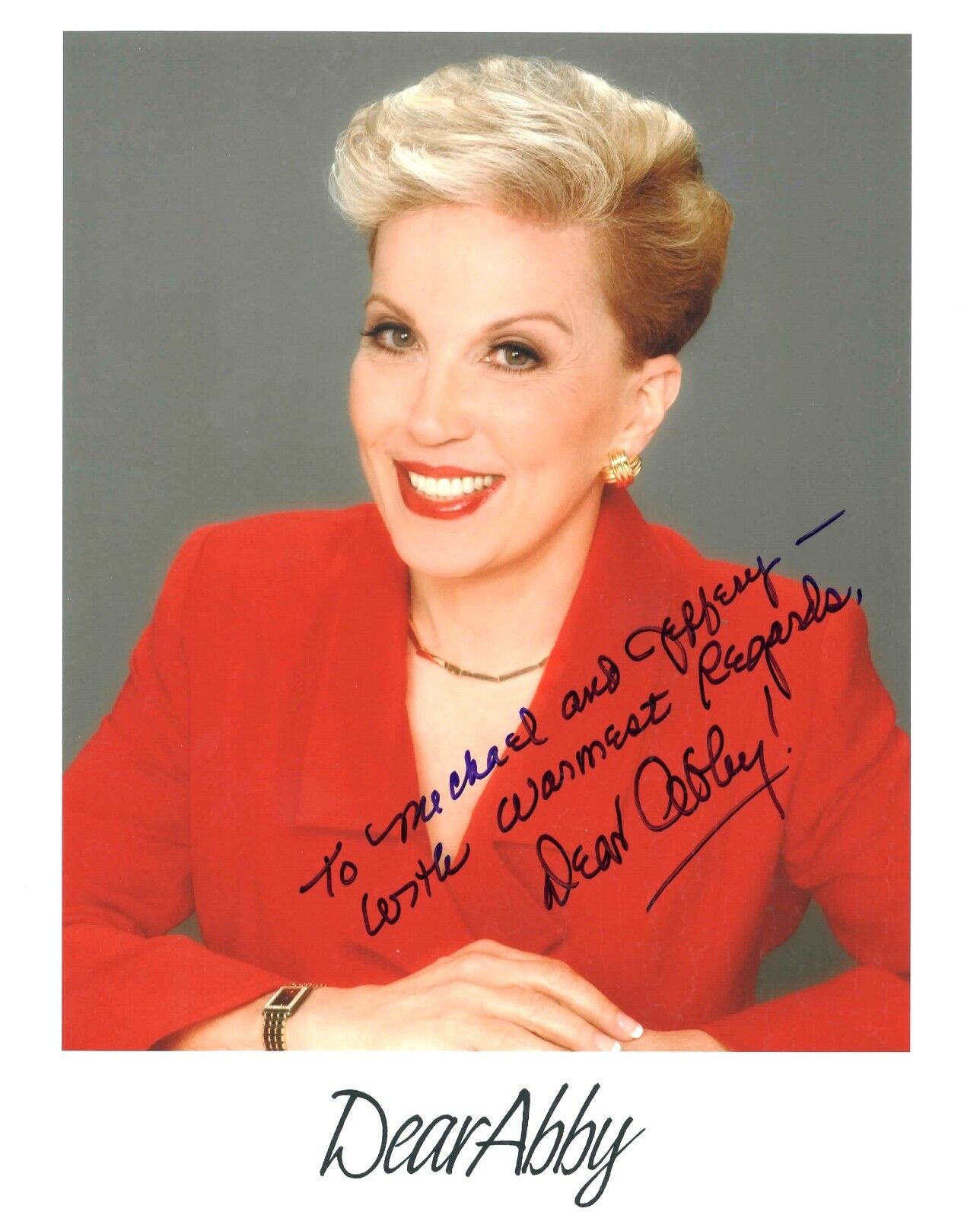 Dear Abby Autographed 8 x 10 in. Photo Poster painting