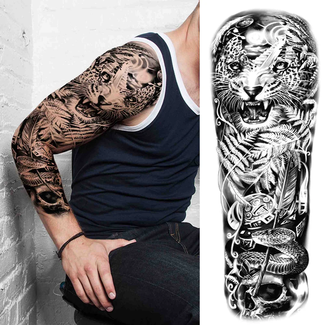 Tribal Maori Temporary Tattoo Sleeve For Men Women Adult Wolf Lion Tattoos Sticker Black Large Turtle Tiki Fake Tatoos Supplies 530-1