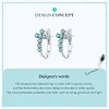 925 Sterling Silver Cross Pattern Turquoise Inlaid Hoop Earrings 