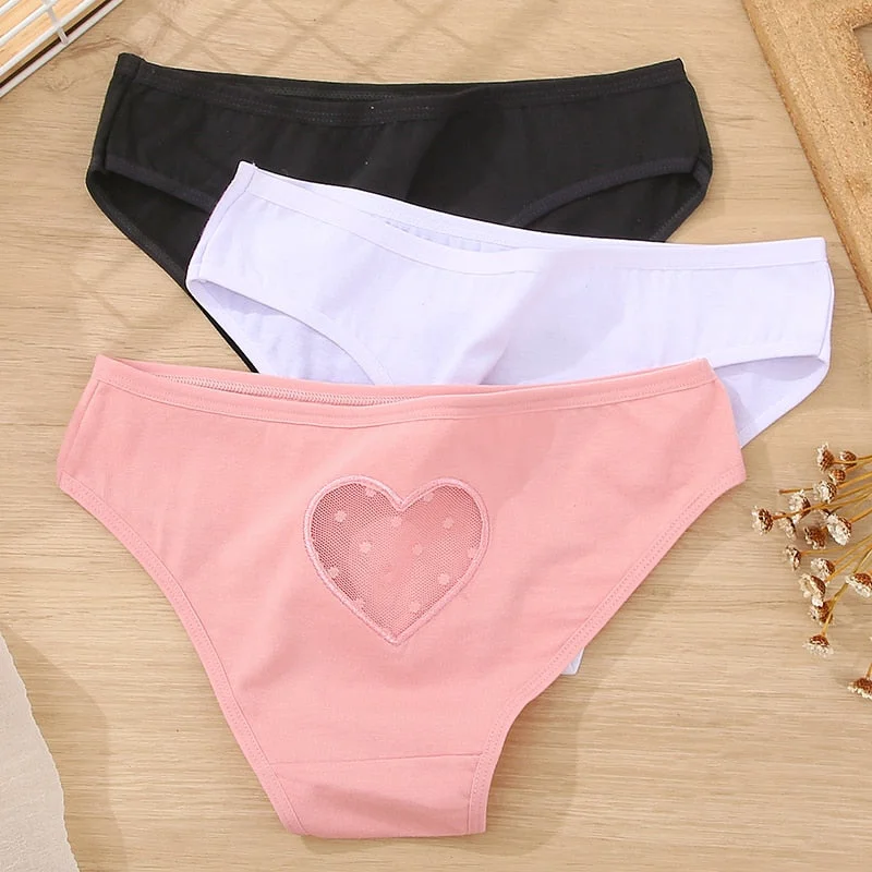FINETOO Sexy Hollow Heart Panties Women Cotton Panties Comfortable Briefs Ladies Soft Cotton Underwear Girls Underpants Lingerie