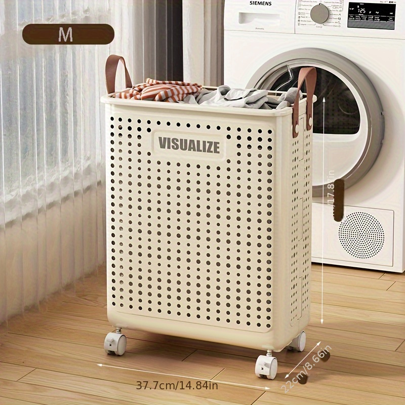 Large Capacity Foldable Laundry Basket - 1pc With Wheels For Easy Movement, Handle, and Home Organization