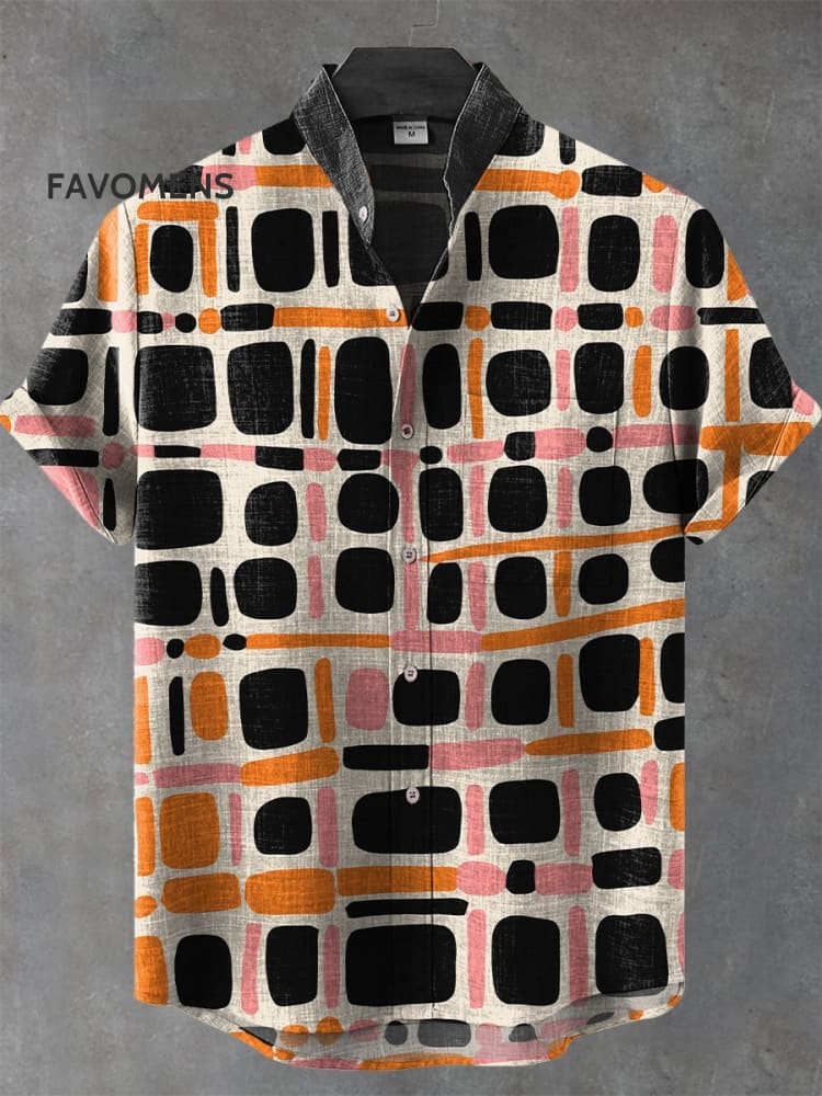 Vintage Dot Arrangement Art Print Casual 100% Cotton Shirt Multicolor / S