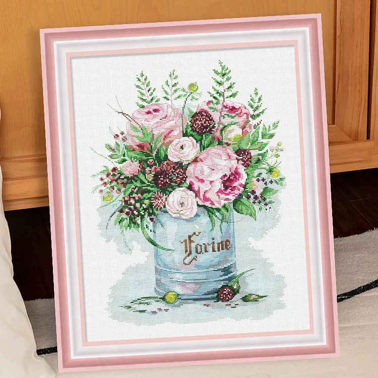Spring - Red Sleeve Rose 11CT Stamped Cross Stitch 47*56CM